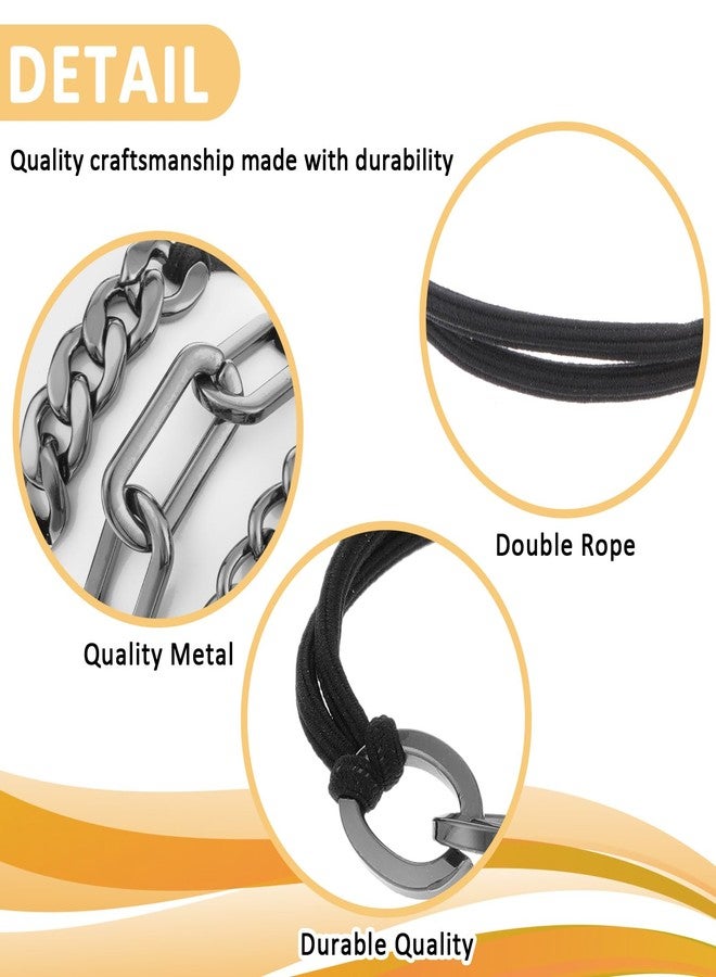 AOZUO 4Pcs Black Hair Bracelet, Metal Elastic Hair Bands Ponytail Holder Hairs Accessories Elastic Rubber Hairband Haircuffs for Thick Thin Curly Trendy Gold Bead Jewelry Gift(Black) - Image 4